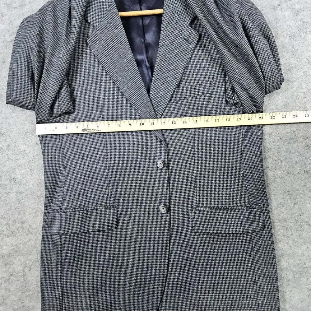 Lauren Ralph Lauren Men's Blazer Size 41R Silk & Wool Tweed Gray‎ Houndstooth